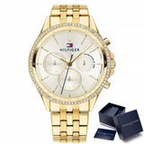 Shop Authentic Tommy Hilfiger Ari Multifunction Diamonds Silver Dial Gold Steel Strap Watch for Women - 1781977 - Luxxuri