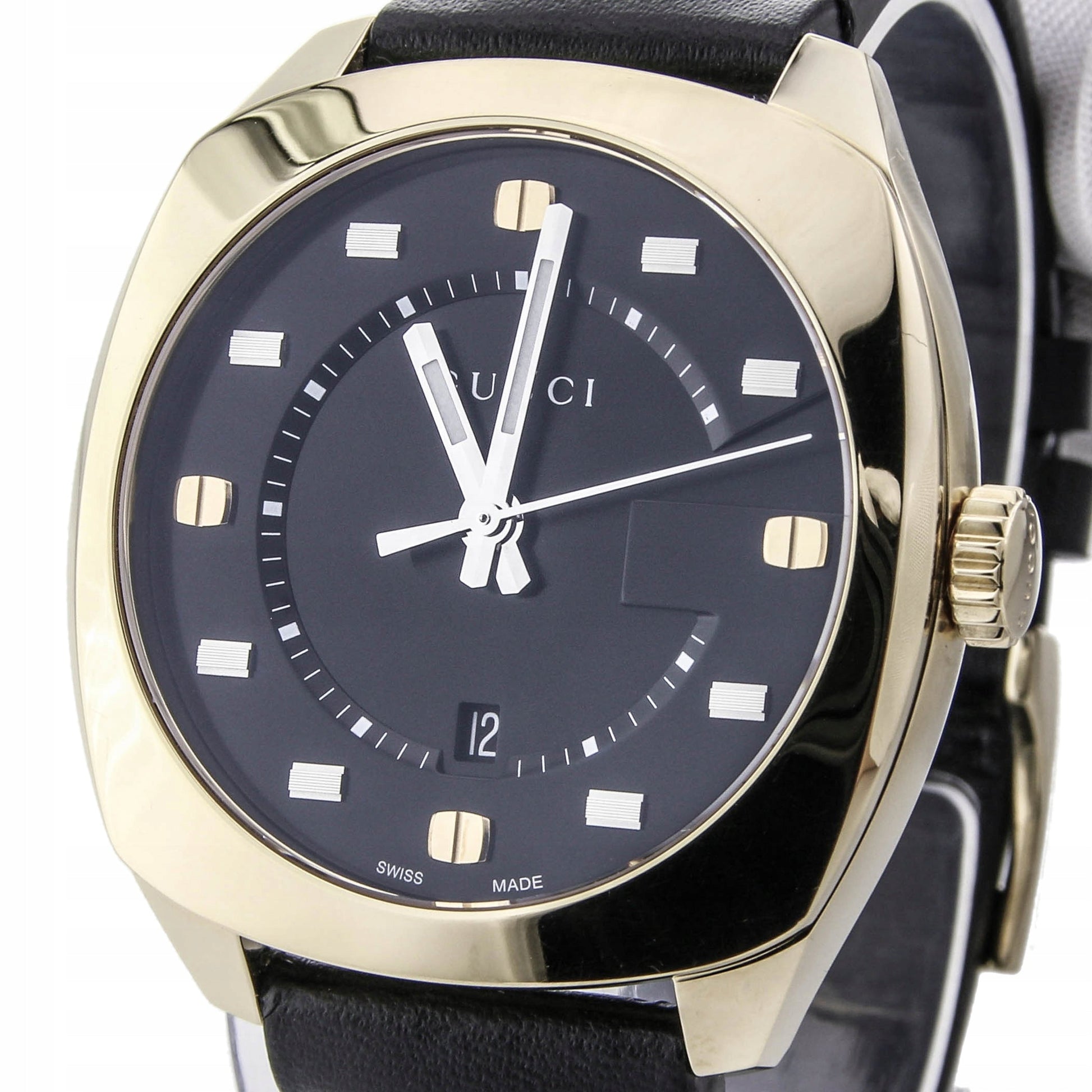  Shop Authentic Gucci GG2570 Black Dial Black Leather Strap Watch For Men - YA142310 - Luxxuri