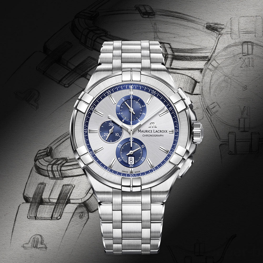  Shop Authentic Maurice Lacroix Aikon Chronograph Silver Dial Silver Steel Strap Watch for Men - AI1018-SS002-131-1 - Luxxuri