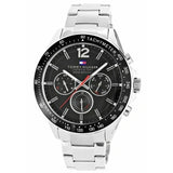  Shop Authentic Tommy Hilfiger Luke Chronograph Black Dial Silver Steel Strap Watch for Men - 1791104 - Luxxuri