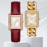 Shop Authentic Michael Kors Emery Quartz Diamonds Silver Dial Red Leather Strap Watch For Women - MK4689 - Luxxuri