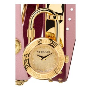  Shop Authentic Versace Medusa Lock Icon Gold Dial Red Leather Strap Watch for Women - VEDW00319 - Luxxuri