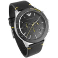  Shop Authentic Emporio Armani Mario Chronograph Black Dial Black Leather Strap Watch For Men - AR11325 - Luxxuri