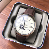  Shop Authentic Fossil Townsman Automatic White Dial Brown Leather Strap Watch for Men - ME3064 - Luxxuri