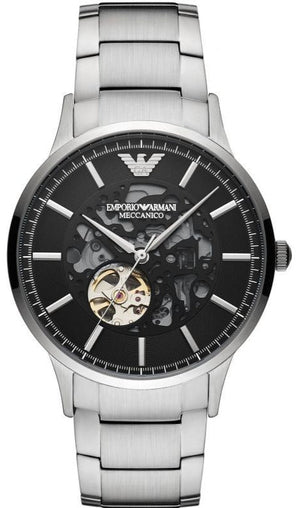 Shop Authentic Emporio Armani Meccanico Automatic Black Dial Silver Steel Strap Watch For Men - AR60055 - Luxxuri