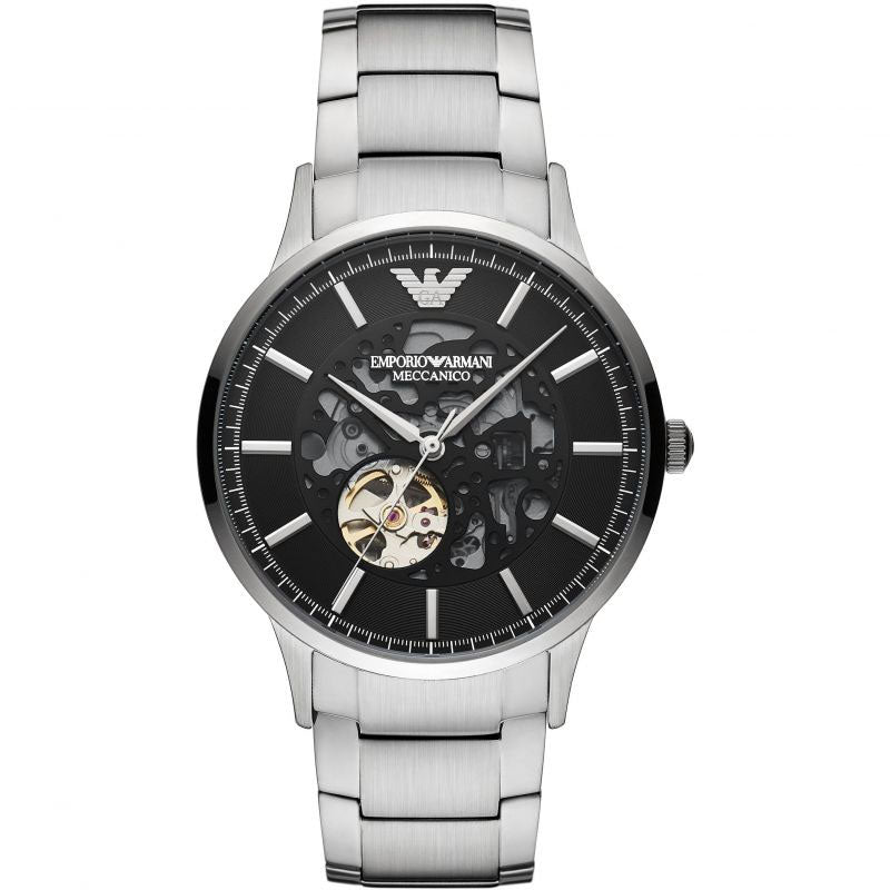  Shop Authentic Emporio Armani Meccanico Automatic Black Dial Silver Steel Strap Watch For Men - AR60055 - Luxxuri