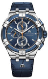  Shop Authentic Maurice Lacroix Aikon Chronograph Blue Dial Blue Leather Strap Watch For Men - AI1018-SS001-432-4 - Luxxuri