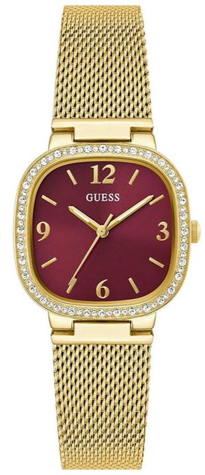 Shop Authentic Guess Quartz Red Dial Gold Mesh Strap Watch For Women - GW0354L4 - Luxxuri
