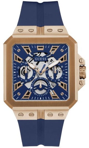 Guess Leo Chronograph Blue Dial Blue Silicone Strap Watch For Men - GW0637G3