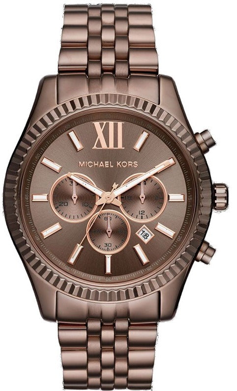  Shop Authentic Michael Kors Lexington Chronograph Brown Dial Brown Steel Strap Watch For Men - MK8522 - Luxxuri
