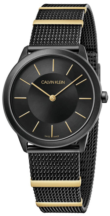  Shop Authentic Calvin Klein Minimal Black Dial Black Steel Strap Watch For Men - K3M524Z1 - Luxxuri