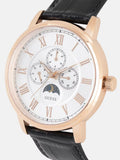  Shop Authentic Guess Delancy Quartz Silver Dial Black Leather Strap Watch For Men - W0870G2 - Luxxuri