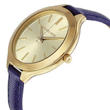  Shop Authentic Michael Kors Runway Quartz Gold Dial Blue Leather Strap Watch For Women - MK2285 - Luxxuri