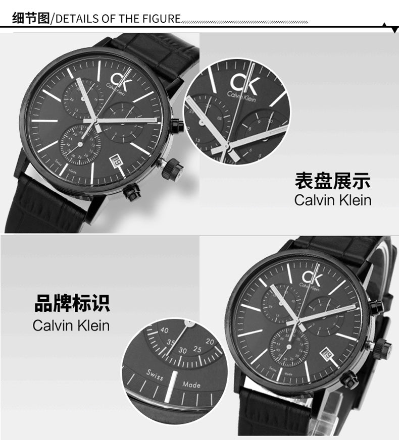  Shop Authentic Calvin Klein Post Minimal Chronograph Black Dial Black Leather Strap Watch for Men - K7627401 - Luxxuri
