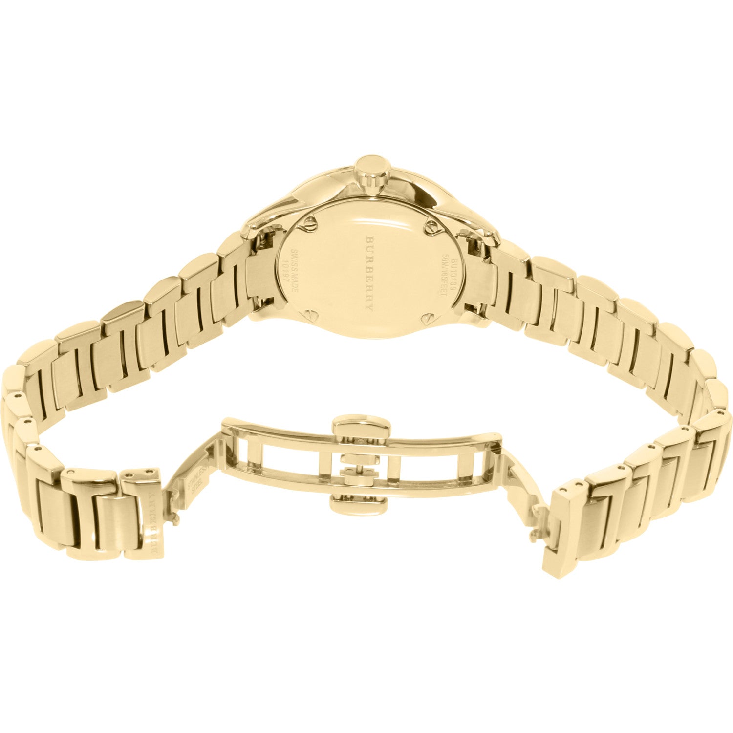  Shop Authentic Burberry The Classic Champagne Dial Gold Steel Strap Watch for Women - BU10109 - Luxxuri