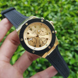  Shop Authentic Guess Athena Gold Dial Black Rubber Strap Watch For Women - GW0030L2 - Luxxuri