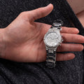 Guess Moonlight Multi Function Diamonds Silver Dial Silver Steel Strap Watch for Women - GW0320L1