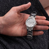  Shop Authentic Guess Moonlight Multi Function Diamonds Silver Dial Silver Steel Strap Watch for Women - GW0320L1 - Luxxuri