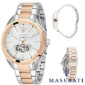 Maserati Traguardo Automatic White Dial Two Tone Steel Strap Watch For Men - R8823112001