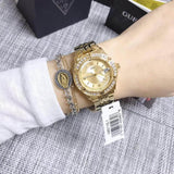  Shop Authentic Guess Dazzling Diamonds Gold Dial Gold Steel Strap Watch for Women - W85110L1 - Luxxuri