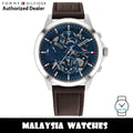  Shop Authentic Tommy Hilfiger Henry Chronograph Blue Dial Brown Leather Strap Watch For Men -1710476 - Luxxuri