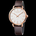  Shop Authentic Calvin Klein Even Silver Dial Brown Leather Strap Watch for Men - K7B216G6 - Luxxuri