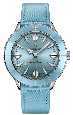  Shop Authentic Breitling Superocean Heritage '57 Pastel Paradise Blue Dial Blue Leather Strap Watch for Women - A10340161C1X1 - Luxxuri