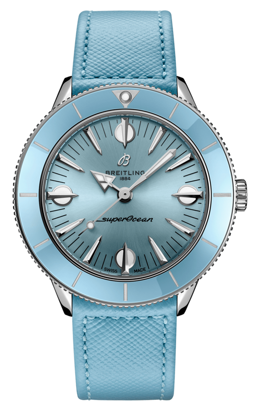  Shop Authentic Breitling Superocean Heritage '57 Pastel Paradise Blue Dial Blue Leather Strap Watch for Women - A10340161C1X1 - Luxxuri