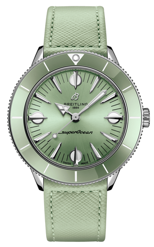  Shop Authentic Breitling Superocean Heritage '57 Pastel Paradise Green Dial Green Leather Strap Watch for Women - A10340361L1X1 - Luxxuri