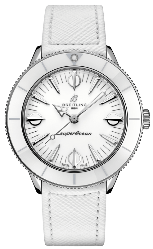  Shop Authentic Breitling Superocean Heritage '57 Pastel Paradise White Dial White Leather Strap Watch for Women - A10340A71A1X1 - Luxxuri