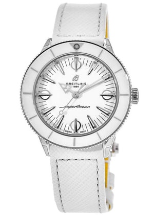  Shop Authentic Breitling Superocean Heritage '57 Pastel Paradise White Dial White Leather Strap Watch for Women - A10340A71A1X1 - Luxxuri