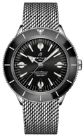 Breitling Superocean Heritage '57 Black Dial Silver Mesh Bracelet Watch for Men - A10370121B1A1