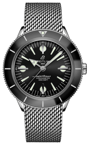  Shop Authentic Breitling Superocean Heritage '57 Black Dial Silver Mesh Bracelet Watch for Men - A10370121B1A1 - Luxxuri
