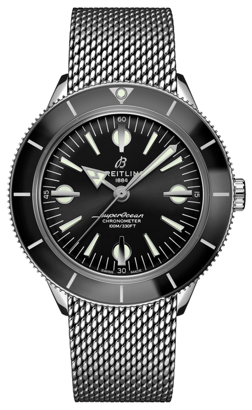  Shop Authentic Breitling Superocean Heritage '57 Black Dial Silver Mesh Bracelet Watch for Men - A10370121B1A1 - Luxxuri