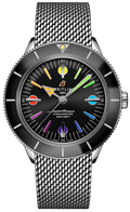 Breitling Superocean Heritage '57 Black Dial Silver Mesh Bracelet Watch for Men - A103701A1B1A1