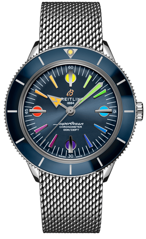  Shop Authentic Breitling Superocean Heritage '57 Special Edition II Blue Dial Silver Mesh Bracelet Watch for Men - A103702A1C1A1 - Luxxuri