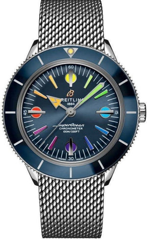  Shop Authentic Breitling Superocean Heritage '57 Special Edition II Blue Dial Silver Mesh Bracelet Watch for Men - A103702A1C1A1 - Luxxuri