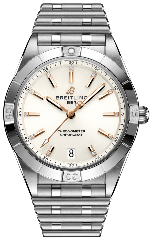  Shop Authentic Breitling Chronomat Automatic 36 White Dial Silver Steel Strap Watch for Women - A10380101A2A1 - Luxxuri
