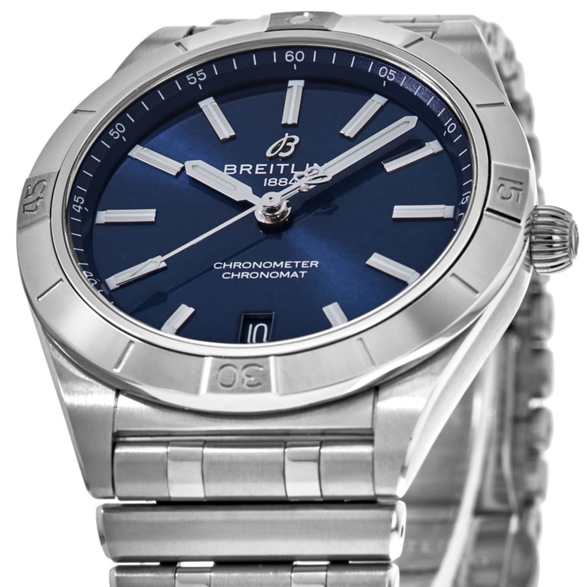  Shop Authentic Breitling Chronomat Automatic 36 Blue Dial Silver Steel Strap Watch for Women - A10380101C1A1 - Luxxuri