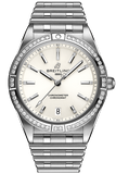  Shop Authentic Breitling Chronomat Automatic 36 Diamonds White Dial Silver Steel Strap Watch for Women - A10380591A1A1 - Luxxuri
