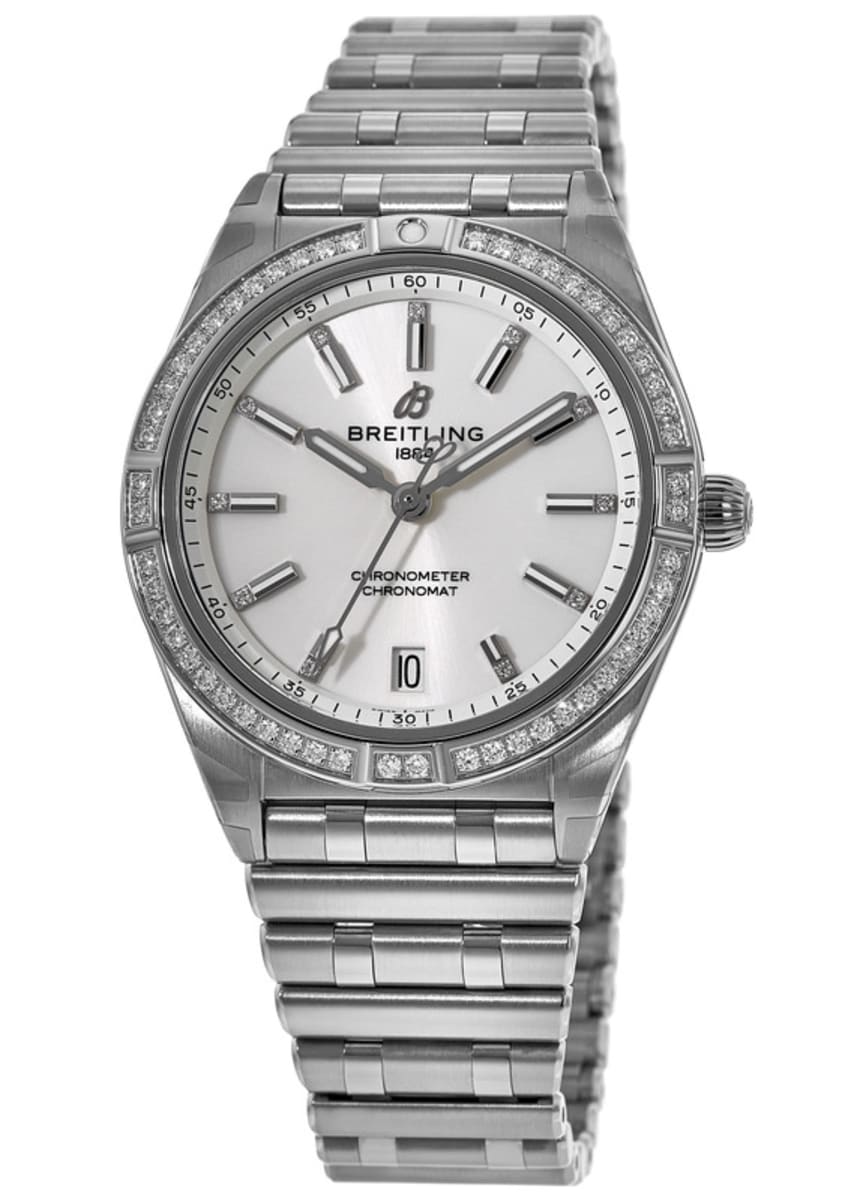  Shop Authentic Breitling Chronomat Automatic 36 Diamonds White Dial Silver Steel Strap Watch for Women - A10380591A1A1 - Luxxuri