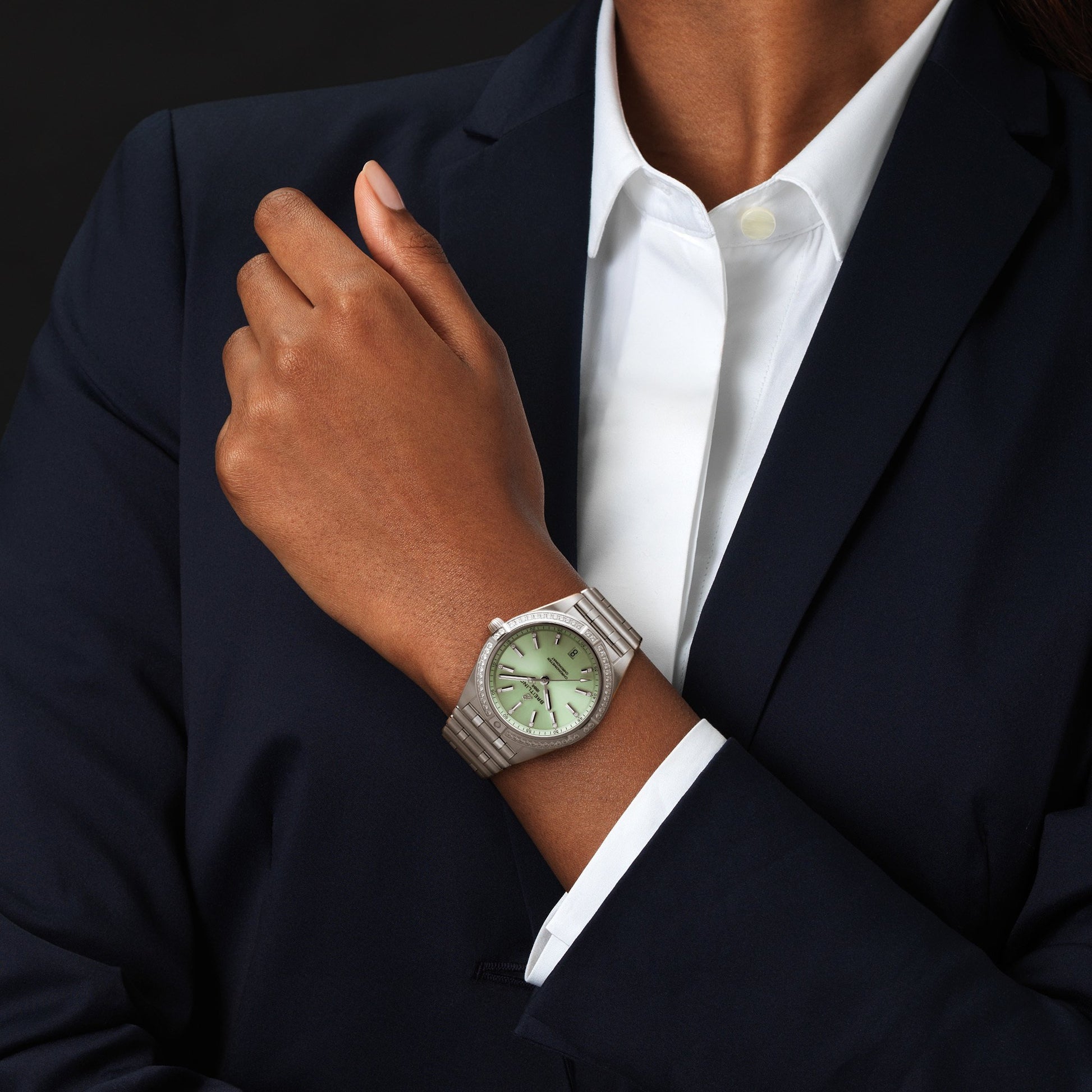  Shop Authentic Breitling Chronomat Automatic 36 Diamonds Green Dial Two Tone Steel Strap Watch for Women - A10380591L1A1 - Luxxuri