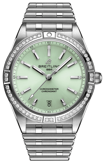  Shop Authentic Breitling Chronomat Automatic 36 Diamonds Green Dial Two Tone Steel Strap Watch for Women - A10380591L1A1 - Luxxuri