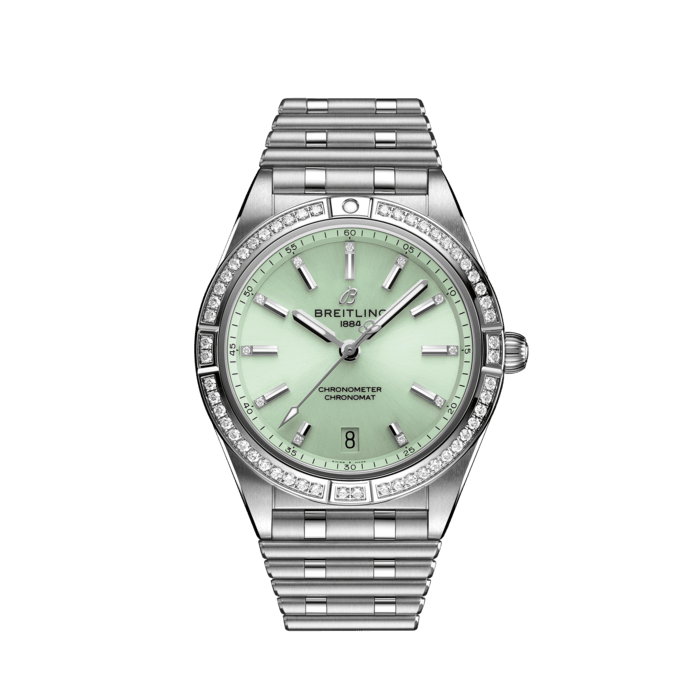  Shop Authentic Breitling Chronomat Automatic 36 Diamonds Green Dial Two Tone Steel Strap Watch for Women - A10380591L1A1 - Luxxuri