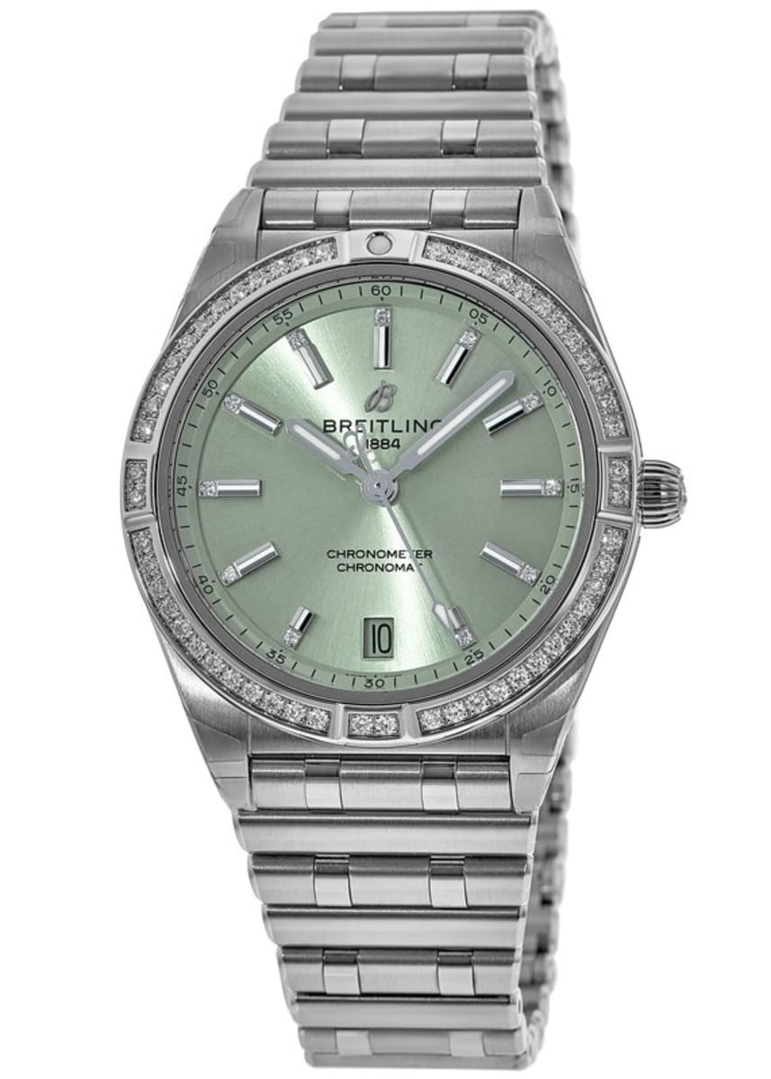  Shop Authentic Breitling Chronomat Automatic 36 Diamonds Green Dial Two Tone Steel Strap Watch for Women - A10380591L1A1 - Luxxuri