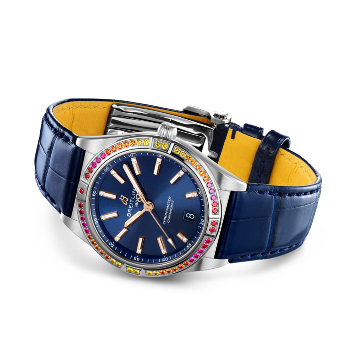  Shop Authentic Breitling Chronomat Automatic 36 South Sea Blue Dial Blue Leather Strap Watch for Women - A10380611C1P1 - Luxxuri