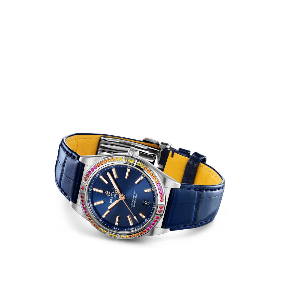  Shop Authentic Breitling Chronomat Automatic 36 South Sea Blue Dial Blue Leather Strap Watch for Women - A10380611C1P1 - Luxxuri