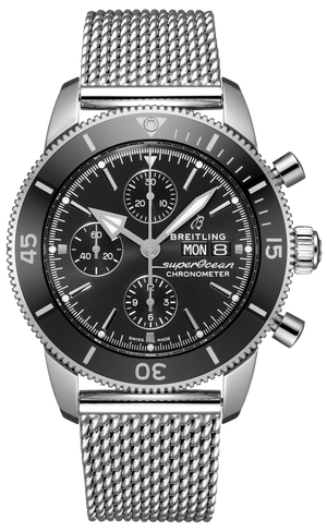  Shop Authentic Breitling Superocean Heritage Chronograph 44 Black Dial Silver Mesh Bracelet Watch for Men - A13313121B1A1 - Luxxuri