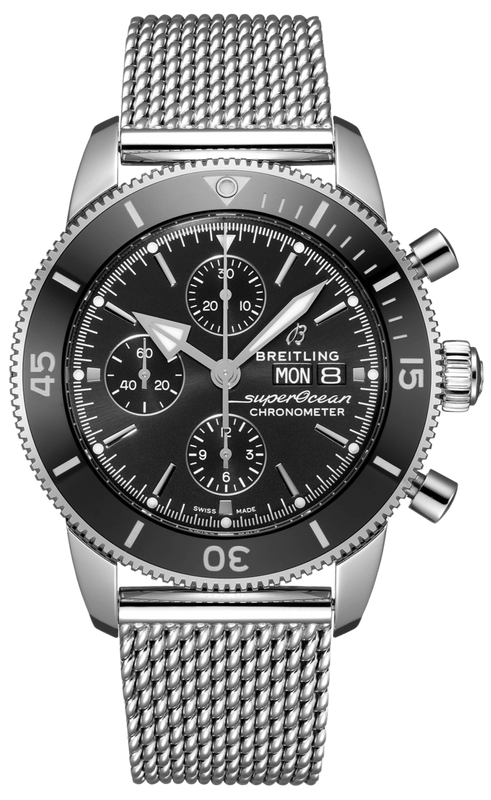  Shop Authentic Breitling Superocean Heritage Chronograph 44 Black Dial Silver Mesh Bracelet Watch for Men - A13313121B1A1 - Luxxuri