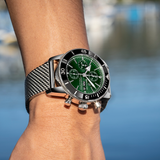  Shop Authentic Breitling Superocean Heritage Chronograph 44 Green Dial Silver Mesh Bracelet Watch for Men - A13313121L1A1 - Luxxuri